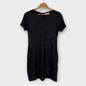 Saints & Hearts Women’s Size Small Black Sequin Short Sleeve T Shirt Mini Dress